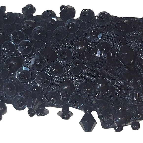 Nightway Black halter beaded satiny dress - Picture 9 of 10